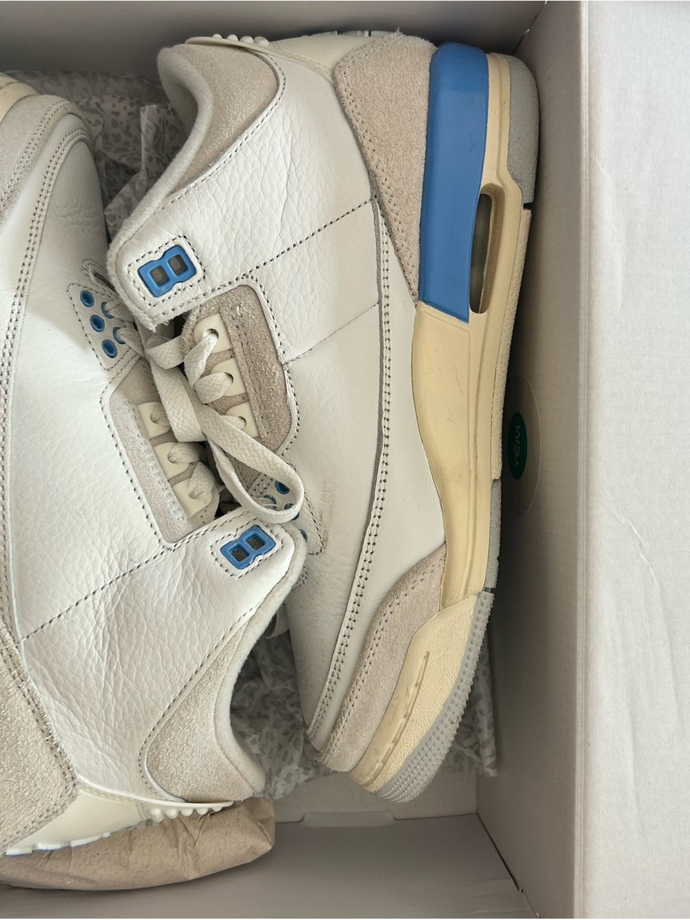 Jordan Retro Low Top Sneakers in Cream and Blue